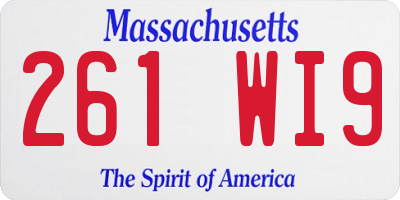 MA license plate 261WI9