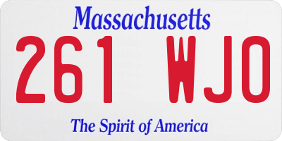 MA license plate 261WJ0