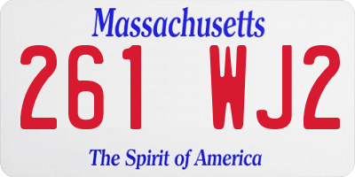 MA license plate 261WJ2