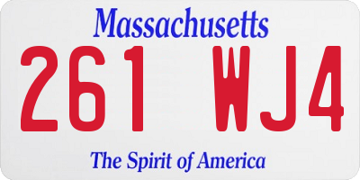MA license plate 261WJ4