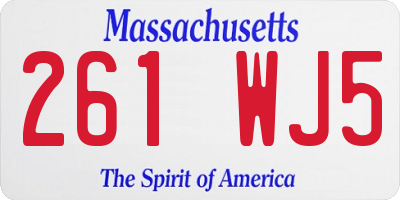 MA license plate 261WJ5
