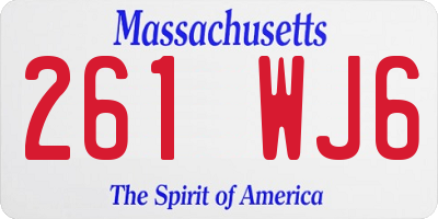 MA license plate 261WJ6
