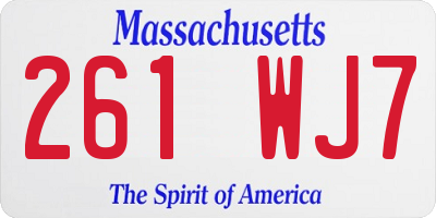 MA license plate 261WJ7