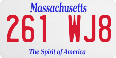 MA license plate 261WJ8