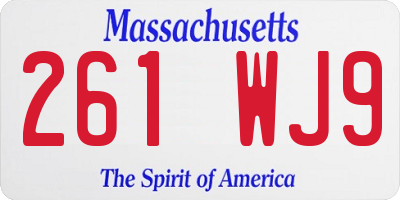 MA license plate 261WJ9