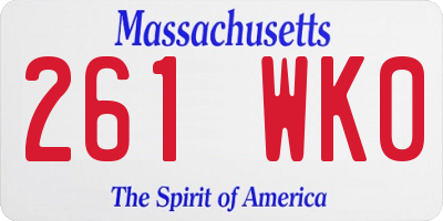 MA license plate 261WK0