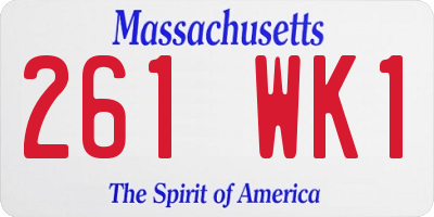 MA license plate 261WK1