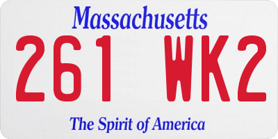 MA license plate 261WK2