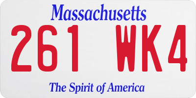 MA license plate 261WK4