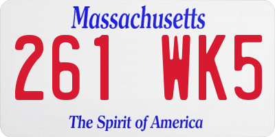 MA license plate 261WK5