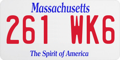 MA license plate 261WK6