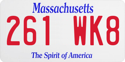 MA license plate 261WK8