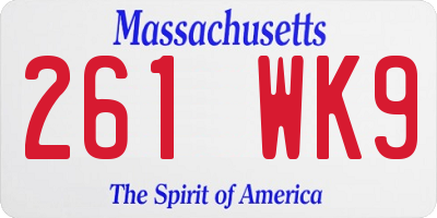 MA license plate 261WK9