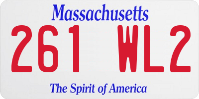 MA license plate 261WL2