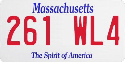 MA license plate 261WL4