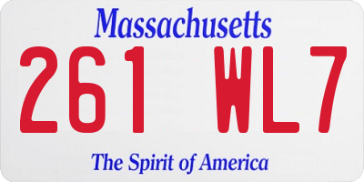 MA license plate 261WL7