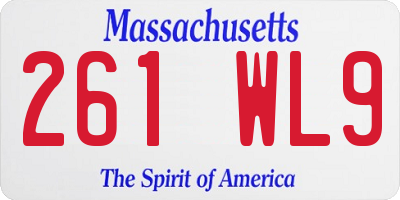 MA license plate 261WL9