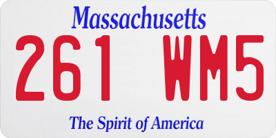 MA license plate 261WM5