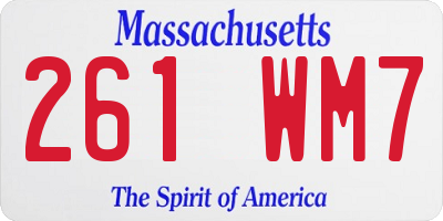 MA license plate 261WM7