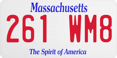 MA license plate 261WM8