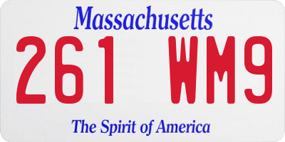 MA license plate 261WM9