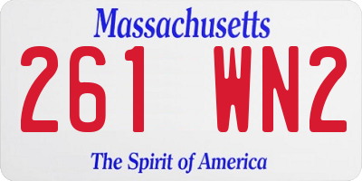 MA license plate 261WN2
