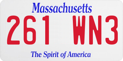 MA license plate 261WN3