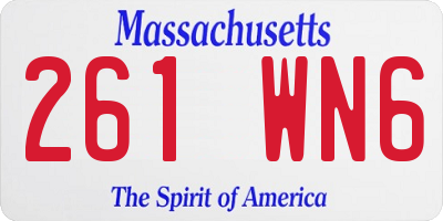 MA license plate 261WN6