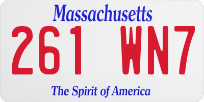MA license plate 261WN7