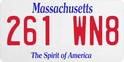 MA license plate 261WN8