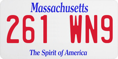MA license plate 261WN9