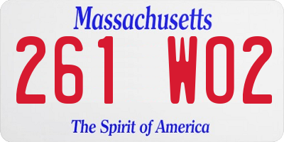 MA license plate 261WO2