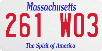 MA license plate 261WO3