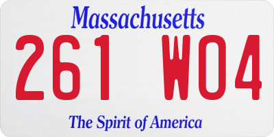 MA license plate 261WO4