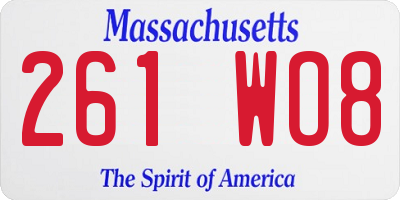 MA license plate 261WO8