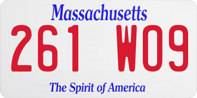 MA license plate 261WO9