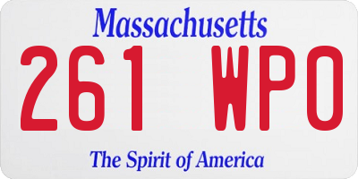 MA license plate 261WP0