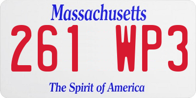 MA license plate 261WP3