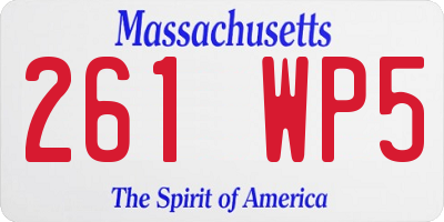 MA license plate 261WP5