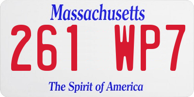 MA license plate 261WP7