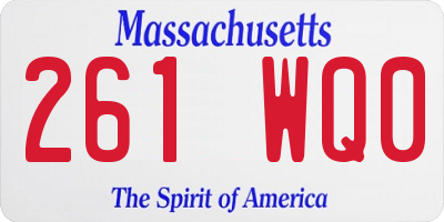 MA license plate 261WQ0