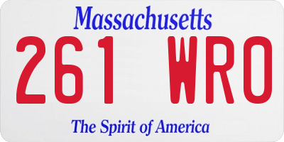 MA license plate 261WR0