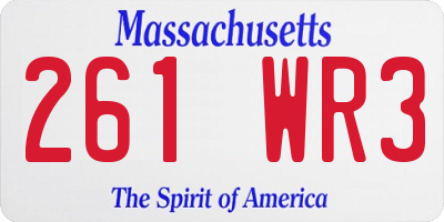 MA license plate 261WR3
