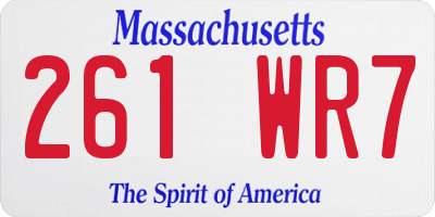 MA license plate 261WR7