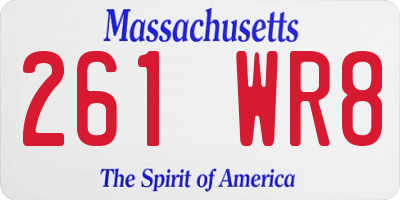 MA license plate 261WR8