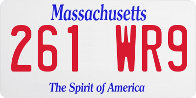 MA license plate 261WR9