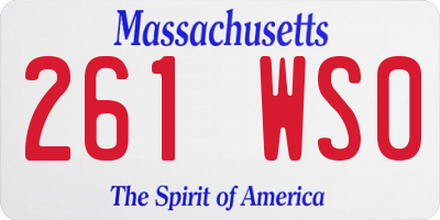 MA license plate 261WS0
