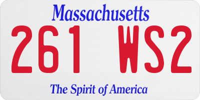 MA license plate 261WS2