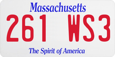 MA license plate 261WS3