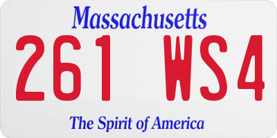 MA license plate 261WS4